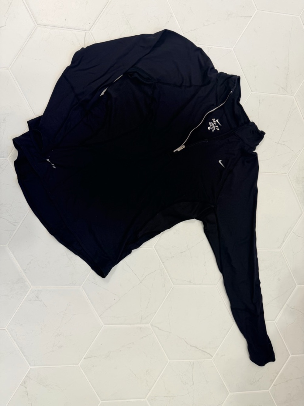 Nike Womens Black Dri-FIT Long Sleeve Zip Pullover